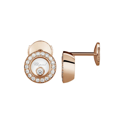 Chopard Happy Diamonds earrings in 18k ethical rose gold with moving diamonds view 2