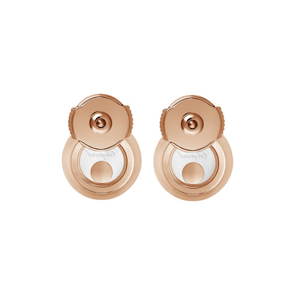 Chopard Happy Diamonds earrings in 18k ethical rose gold with moving diamonds view 4
