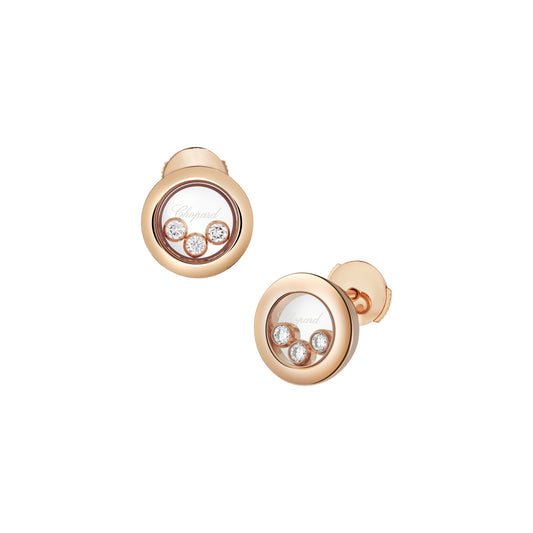 Chopard Happy Diamonds earrings in 18k ethical rose gold with moving diamonds