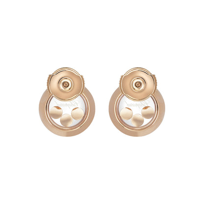 Chopard Happy Diamonds earrings in 18k ethical rose gold with moving diamonds view 4
