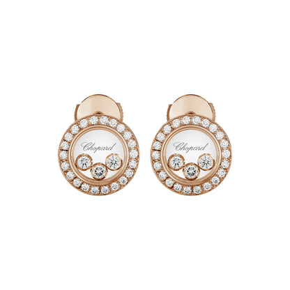 Chopard Happy Diamonds earrings in 18k ethical rose gold with moving diamonds view 2