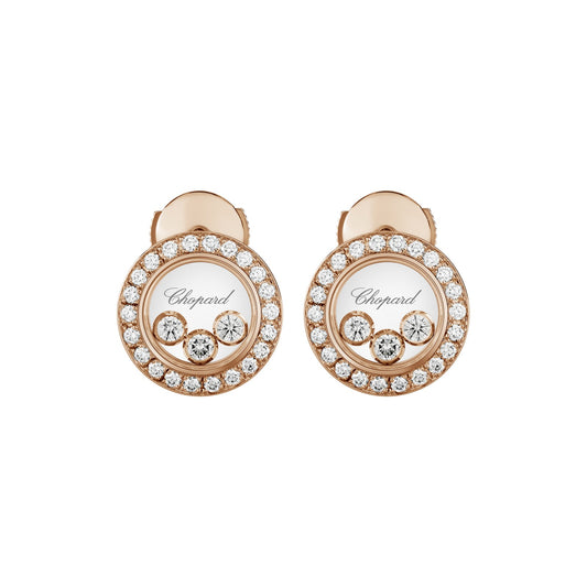 Chopard Happy Diamonds earrings in 18k ethical rose gold with moving diamonds view 2
