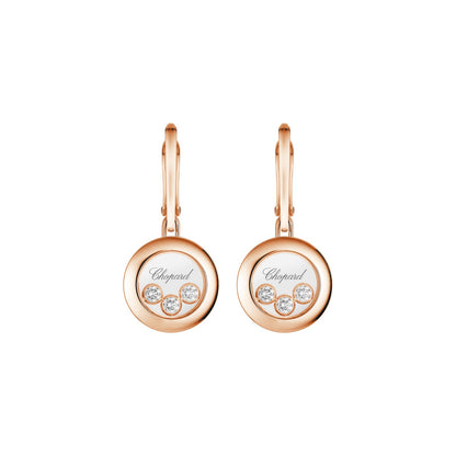 Chopard Happy Diamonds earrings in 18k ethical rose gold with moving diamonds view 3