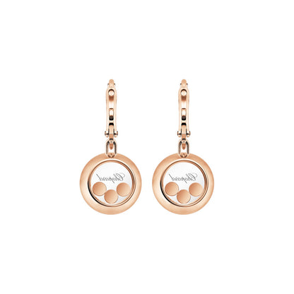 Chopard Happy Diamonds earrings in 18k ethical rose gold with moving diamonds view 4