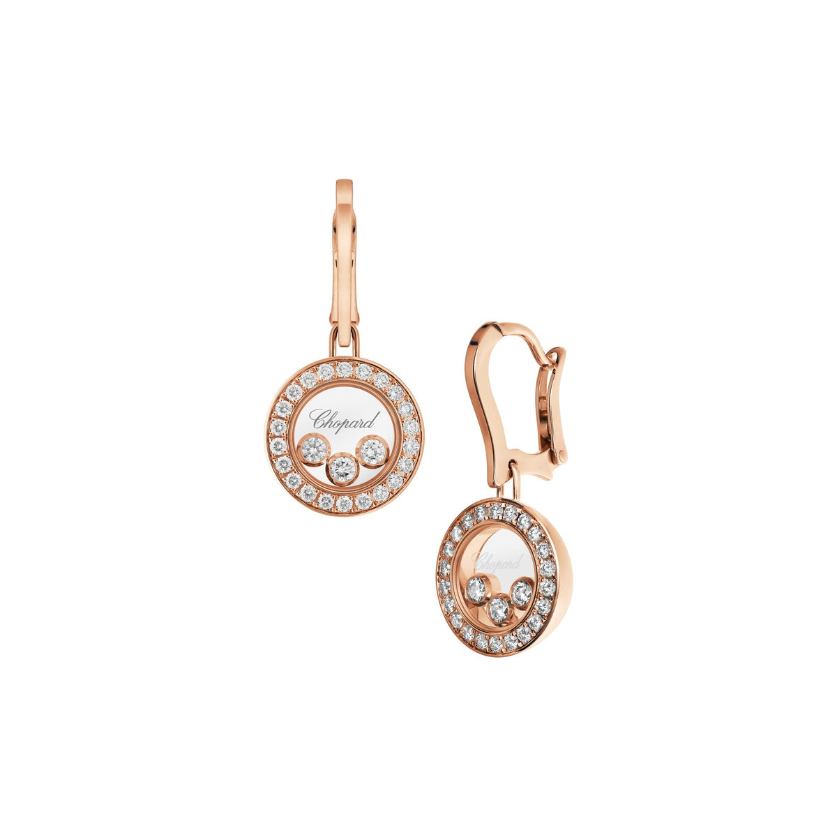 Chopard Happy Diamonds earrings in 18k ethical rose gold with diamonds