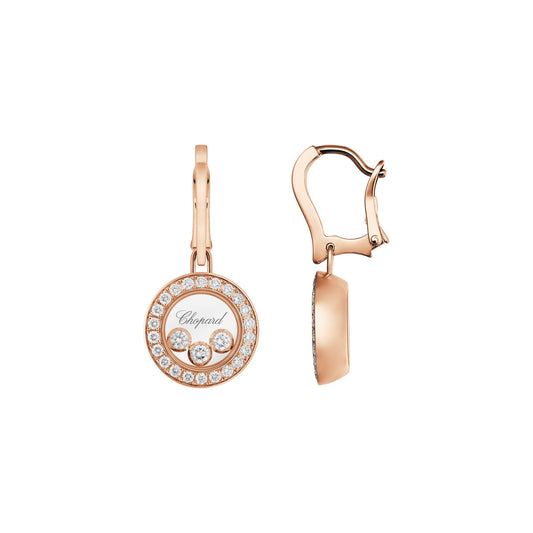 Chopard Happy Diamonds earrings in 18k ethical rose gold with diamonds view 2