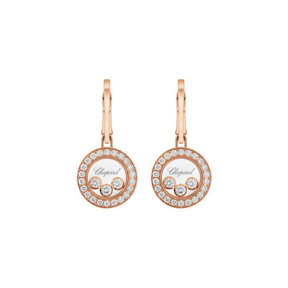Chopard Happy Diamonds earrings in 18k ethical rose gold with diamonds view 3