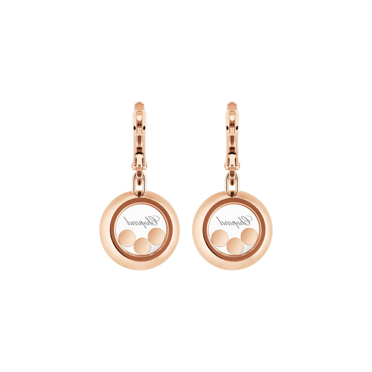 Chopard Happy Diamonds earrings in 18k ethical rose gold with diamonds view 4