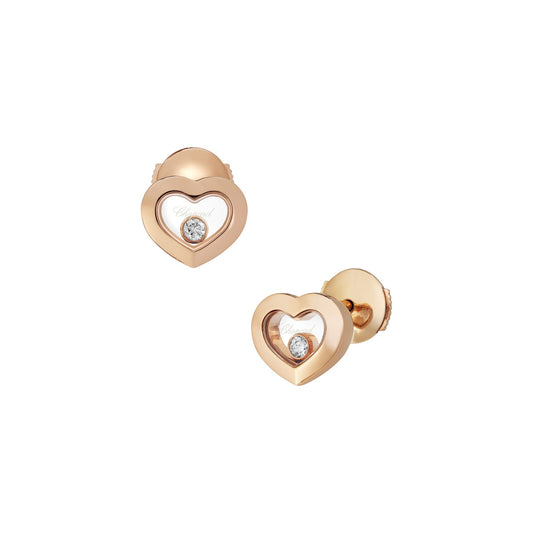 Chopard Happy Diamonds earrings in 18k ethical rose gold with moving diamonds