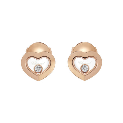 Chopard Happy Diamonds earrings in 18k ethical rose gold with moving diamonds view 3