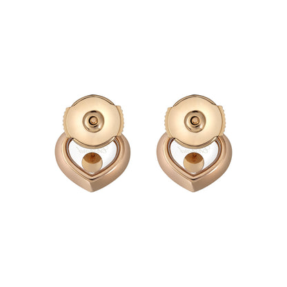 Chopard Happy Diamonds earrings in 18k ethical rose gold with moving diamonds view 4