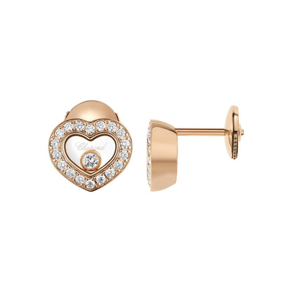 Chopard Happy Diamonds earrings in 18k ethical rose gold with moving diamonds view 2