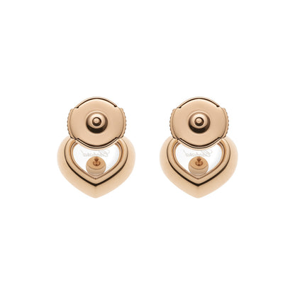 Chopard Happy Diamonds earrings in 18k ethical rose gold with moving diamonds view 4