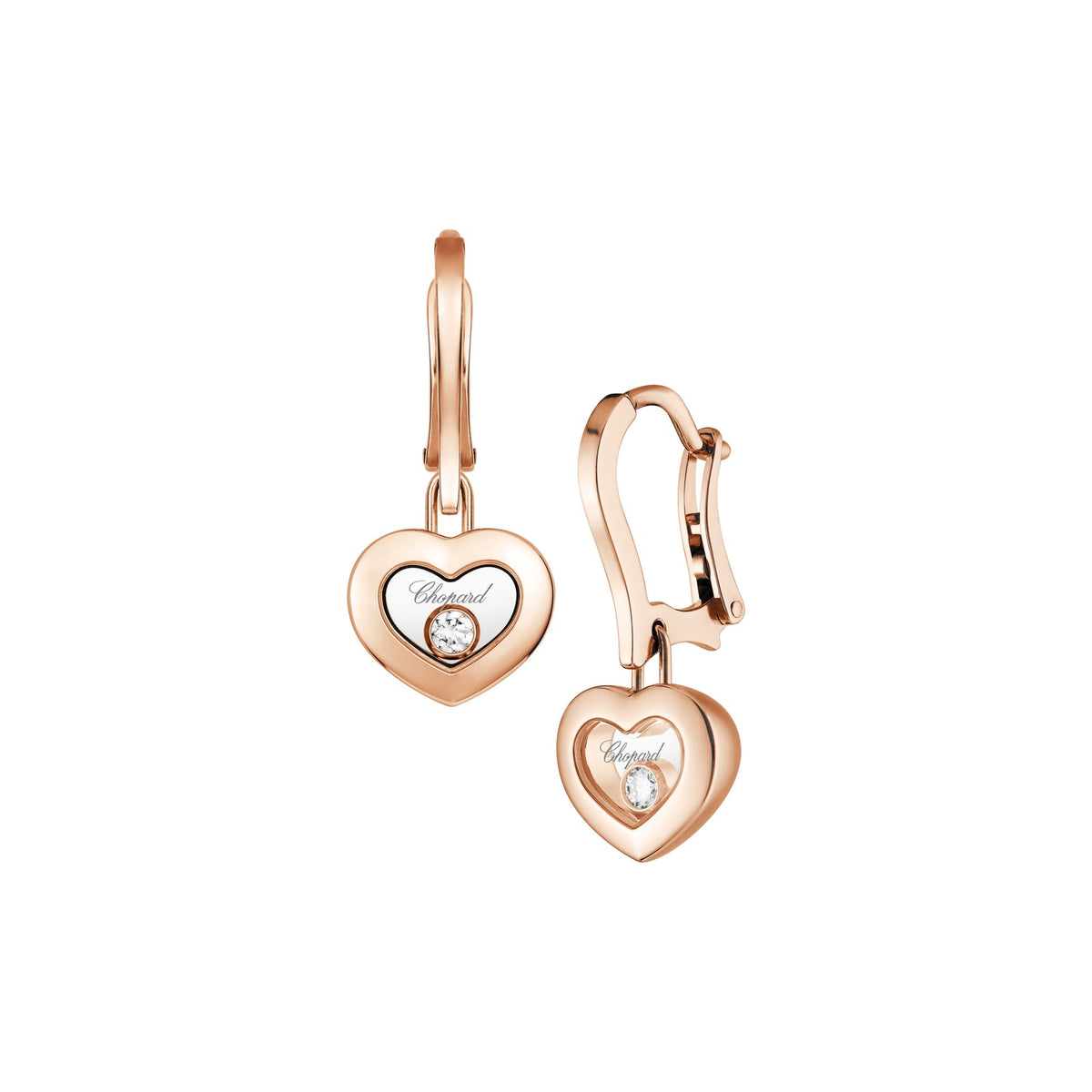 Chopard Happy Diamonds earrings in 18k ethical rose gold with moving diamonds