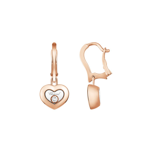 Chopard Happy Diamonds earrings in 18k ethical rose gold with moving diamonds view 2