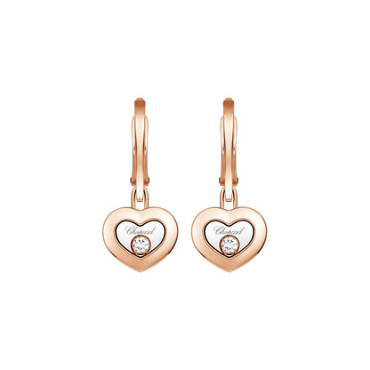 Chopard Happy Diamonds earrings in 18k ethical rose gold with moving diamonds view 3