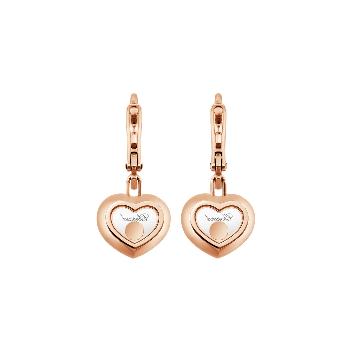 Chopard Happy Diamonds earrings in 18k ethical rose gold with moving diamonds view 4
