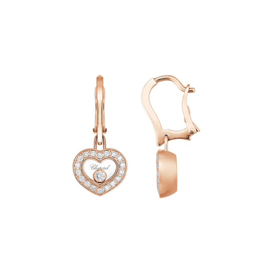 Chopard Happy Diamonds earrings in 18k ethical rose gold with moving diamonds view 2