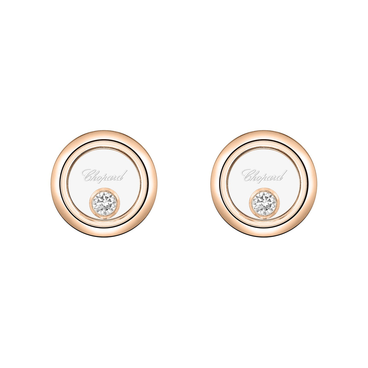 Chopard Happy Diamonds earrings in 18k ethical rose gold view 3