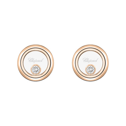 Chopard Happy Diamonds earrings in 18k ethical rose gold view 3