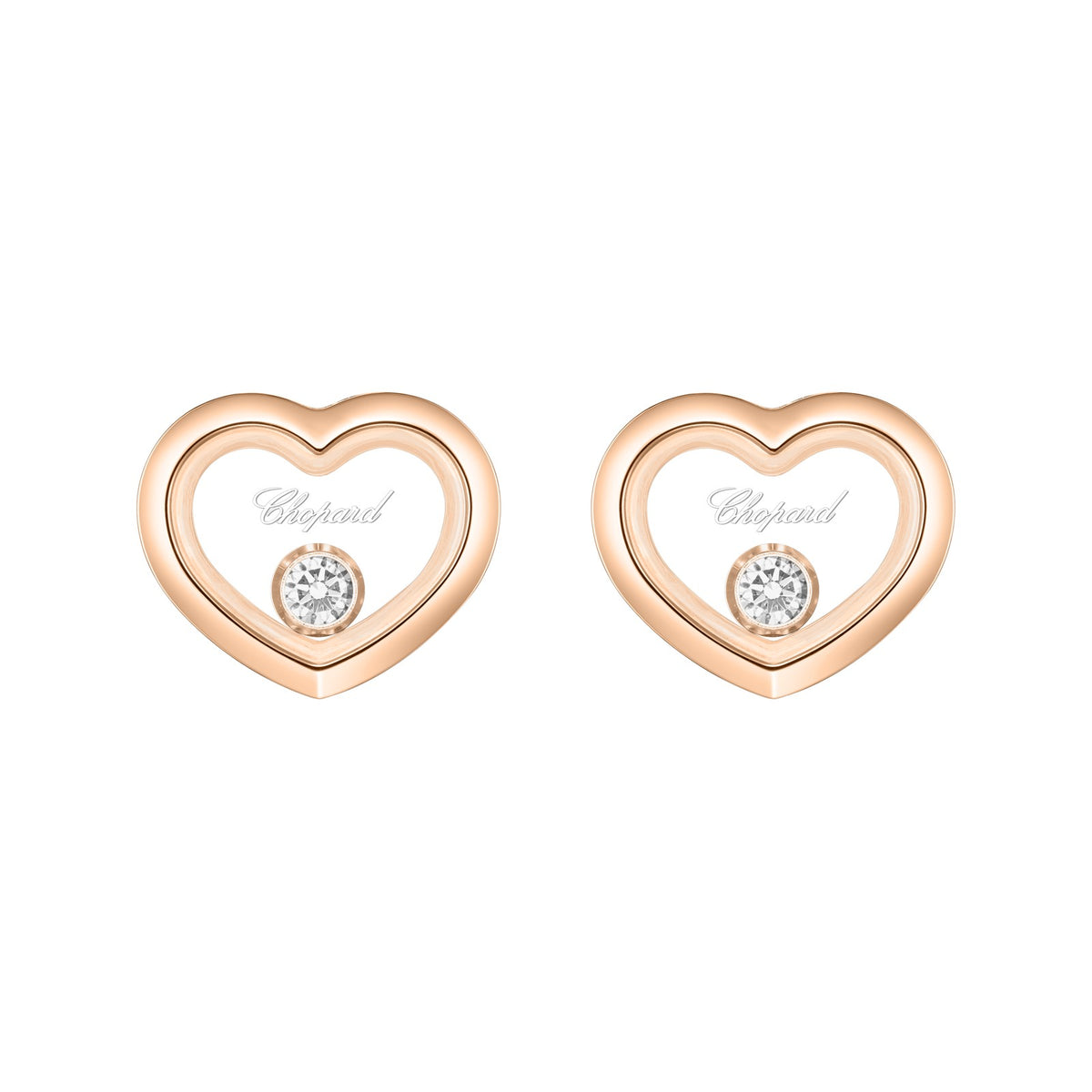 Chopard Happy Diamonds earrings in 18k ethical rose gold view 3