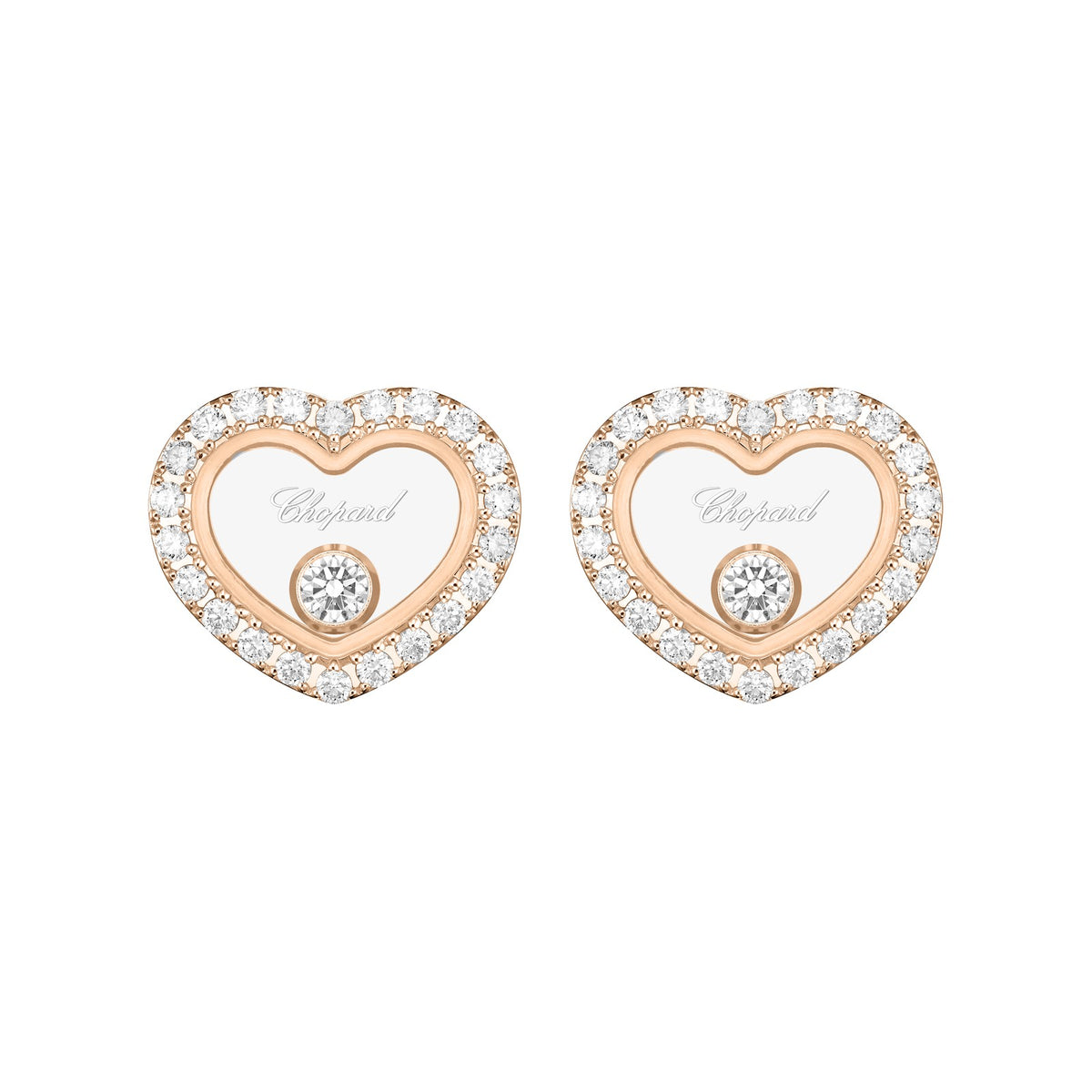 Chopard Happy Diamonds earrings in 18k ethical rose gold view 3