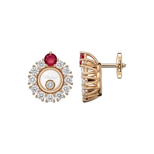 Chopard Happy Diamonds earrings in 18k ethical rose gold with diamonds view 2