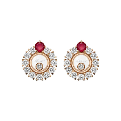 Chopard Happy Diamonds earrings in 18k ethical rose gold with diamonds view 3
