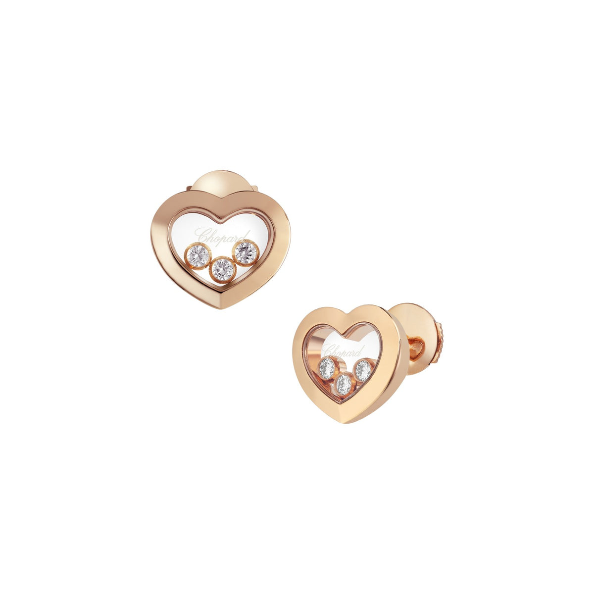 Chopard Happy Diamonds earrings in 18k ethical rose gold with moving diamonds