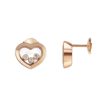Chopard Happy Diamonds earrings in 18k ethical rose gold with moving diamonds view 2
