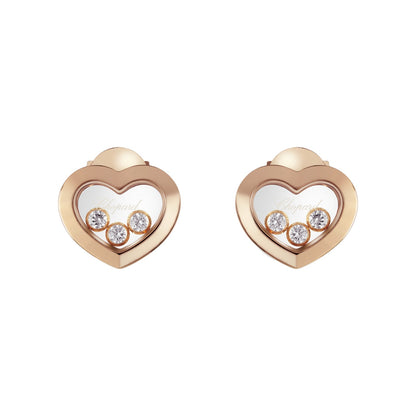 Chopard Happy Diamonds earrings in 18k ethical rose gold with moving diamonds view 3
