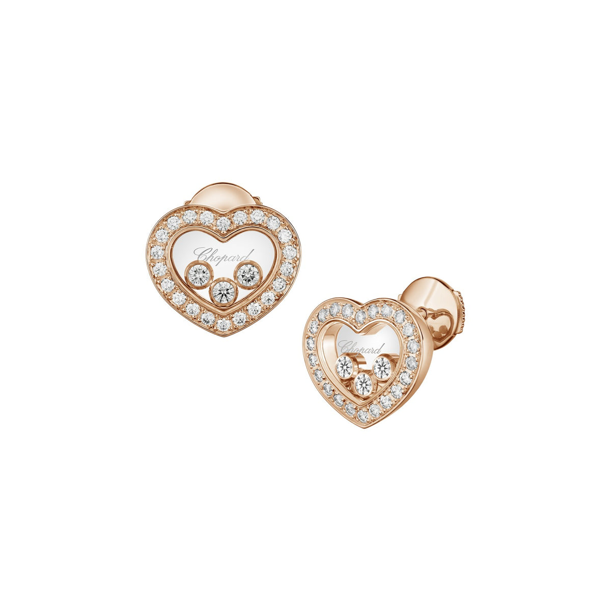 Chopard Happy Diamonds earrings in 18k ethical rose gold with moving diamonds