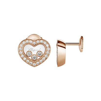 Chopard Happy Diamonds earrings in 18k ethical rose gold with moving diamonds view 2