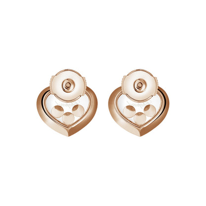 Chopard Happy Diamonds earrings in 18k ethical rose gold with moving diamonds view 4
