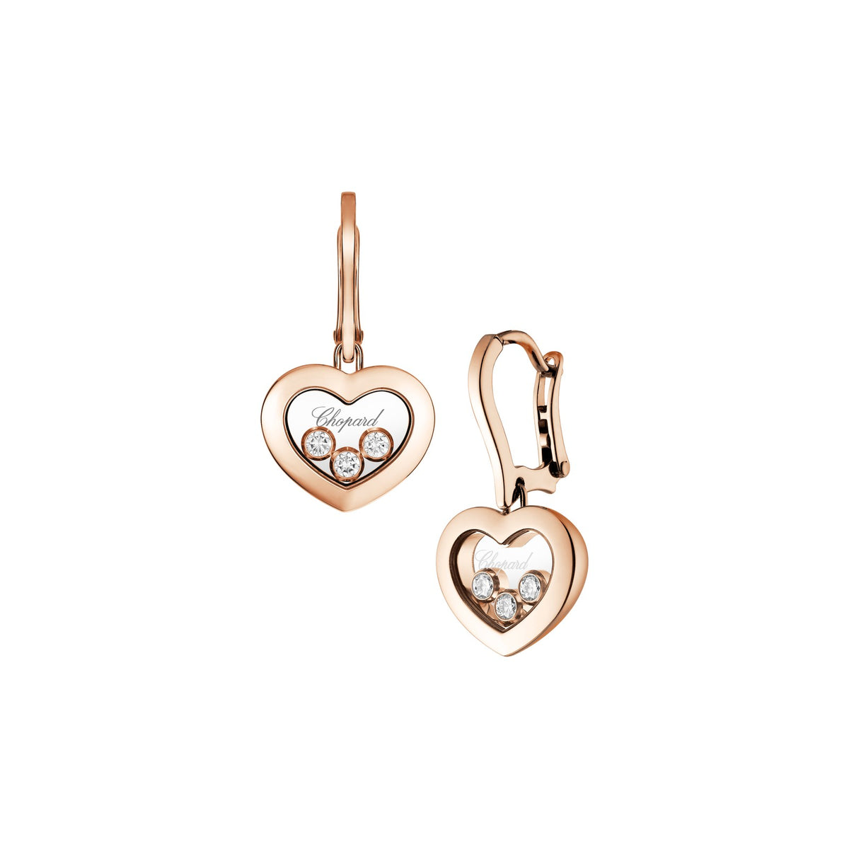 Chopard Happy Diamonds earrings in 18k ethical rose gold with moving diamonds