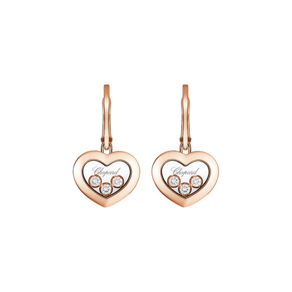 Chopard Happy Diamonds earrings in 18k ethical rose gold with moving diamonds view 3