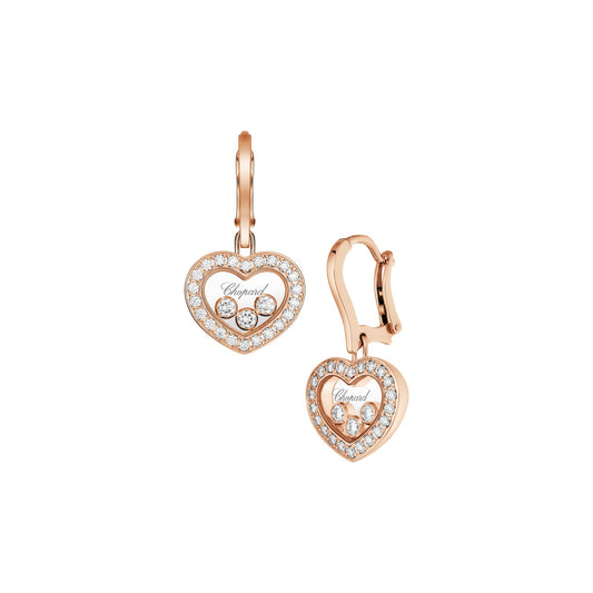 Chopard Happy Diamonds earrings in 18k ethical rose gold with moving diamonds