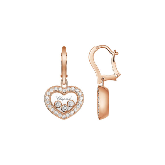 Chopard Happy Diamonds earrings in 18k ethical rose gold with moving diamonds view 2