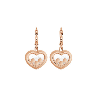 Chopard Happy Diamonds earrings in 18k ethical rose gold with moving diamonds view 4