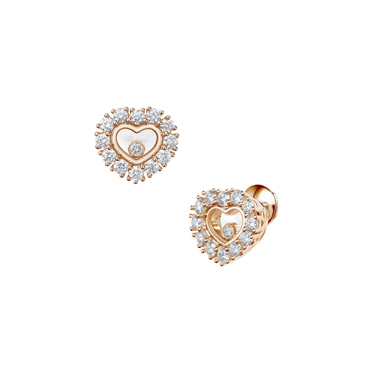 Chopard Happy Diamonds earrings in 18k ethical rose gold with moving diamonds