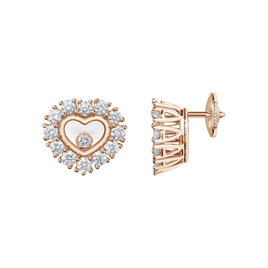 Chopard Happy Diamonds earrings in 18k ethical rose gold with moving diamonds view 2
