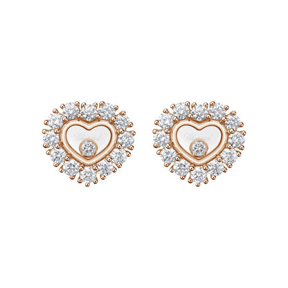 Chopard Happy Diamonds earrings in 18k ethical rose gold with moving diamonds view 3