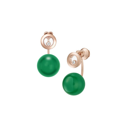 Chopard Happy Diamonds earrings in 18k ethical rose gold with diamonds and agate