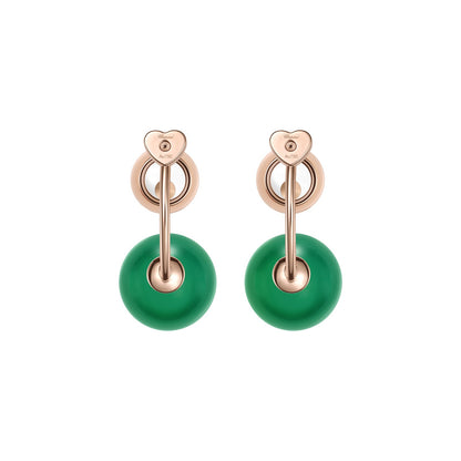 Chopard Happy Diamonds earrings in 18k ethical rose gold with diamonds and agate view 4