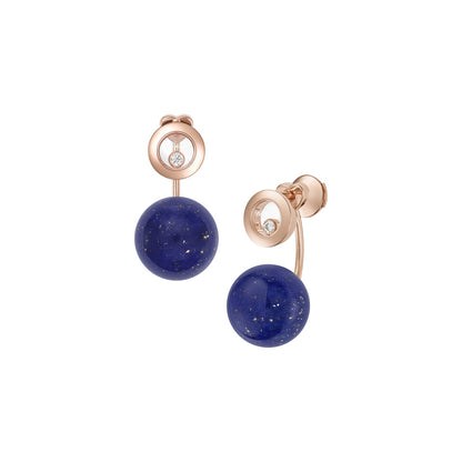 Chopard Happy Diamonds earrings in 18k ethical rose gold with diamonds and lapis lazuli