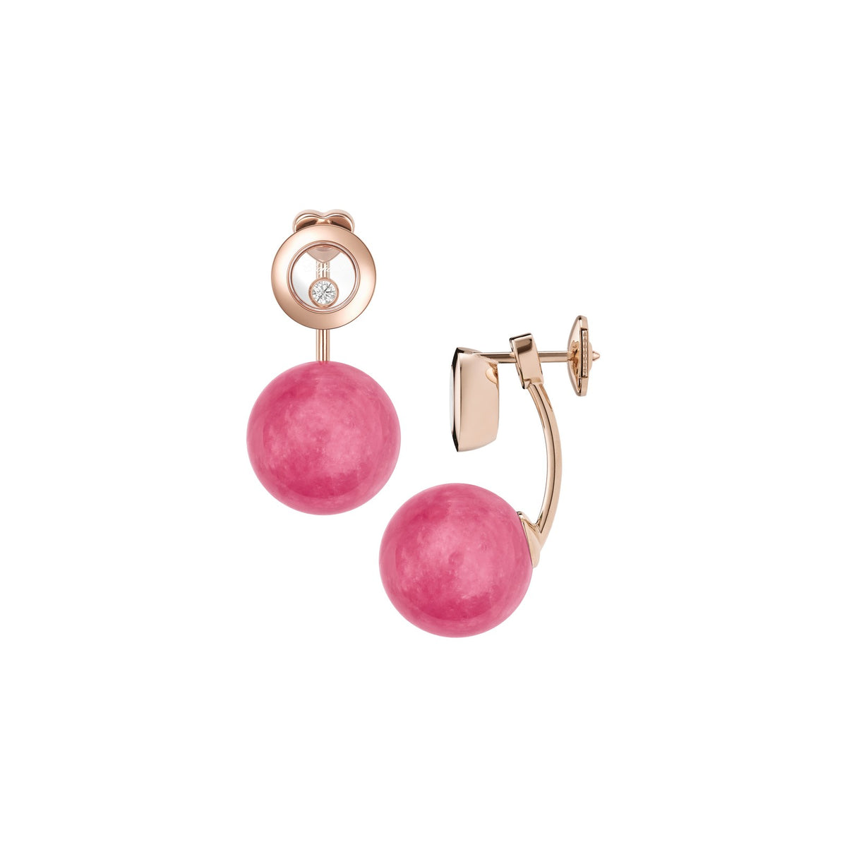 Chopard Happy Diamonds earrings in 18k ethical rose gold with diamonds view 2