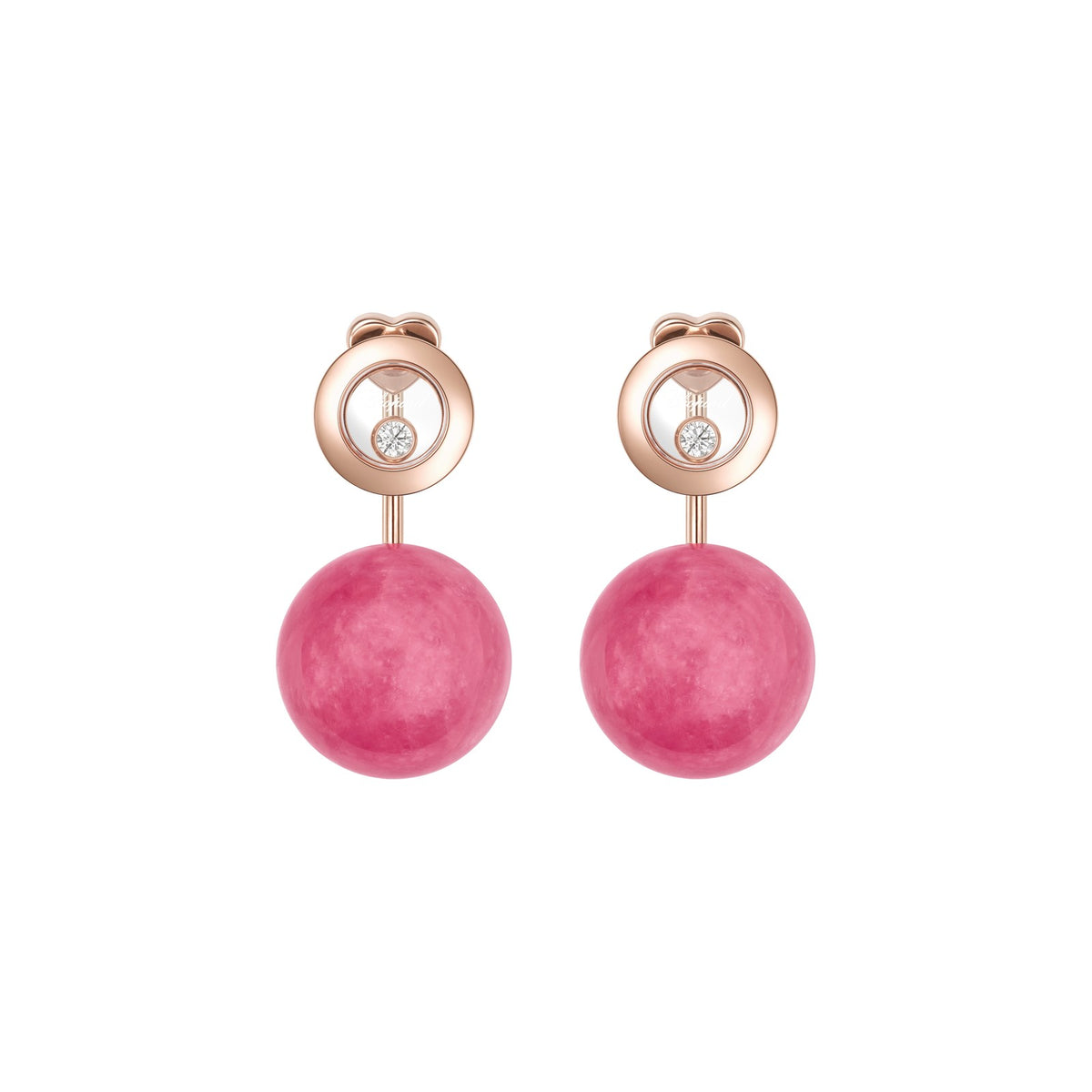 Chopard Happy Diamonds earrings in 18k ethical rose gold with diamonds view 3
