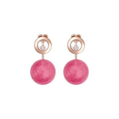 Chopard Happy Diamonds earrings in 18k ethical rose gold with diamonds view 3