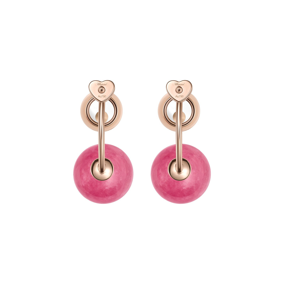 Chopard Happy Diamonds earrings in 18k ethical rose gold with diamonds view 4
