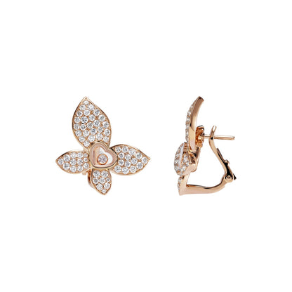 Chopard Happy Diamonds earrings in 18k ethical rose gold with moving diamonds view 2